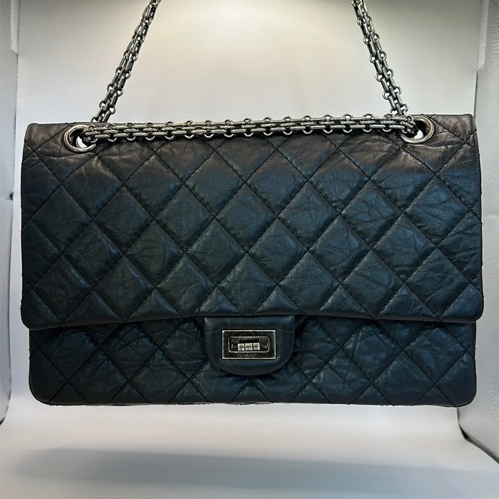 Chanel 2.55 Reissue 227 – Black Aged Calfskin, Ruthenium Hardware – Double Flap